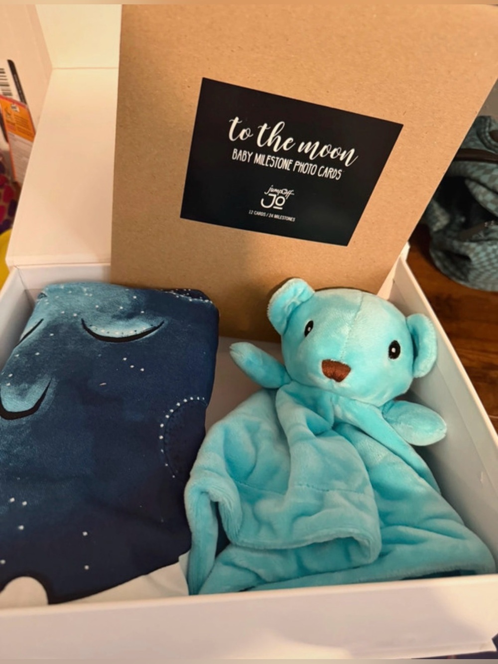 Baby Blue Plush Security Blanket & Moon Blanket Set